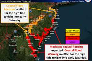 Moderate Flooding Possible Along Delaware Bay Coast Due To Onshore Flow, High Tides: NWS