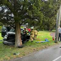 <p>Firefighters respond to a pickup that crashed into a tree in Marmora, NJ.
  
</p>