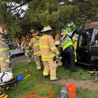 <p>Firefighters respond to a pickup that crashed into a tree in Marmora, NJ.
  
</p>