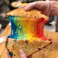 <p>Rainbow grilled cheese from TimeOut Cafe.</p>