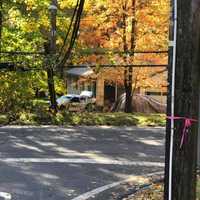 <p>A car plowed through a utility pole and then hit a home in Chestnut Ridge.</p>