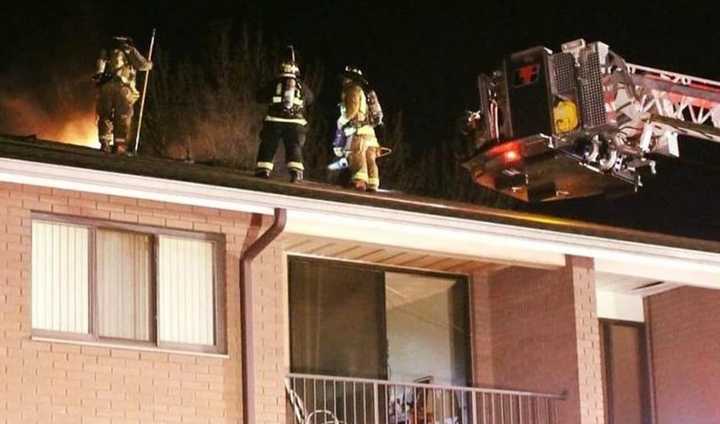 No injuries were reported in the Liberty Street blaze, which broke out around 8 p.m. and stretched through the entire cockloft, members of Little Ferry Hook &amp; Ladder Company 1 said.