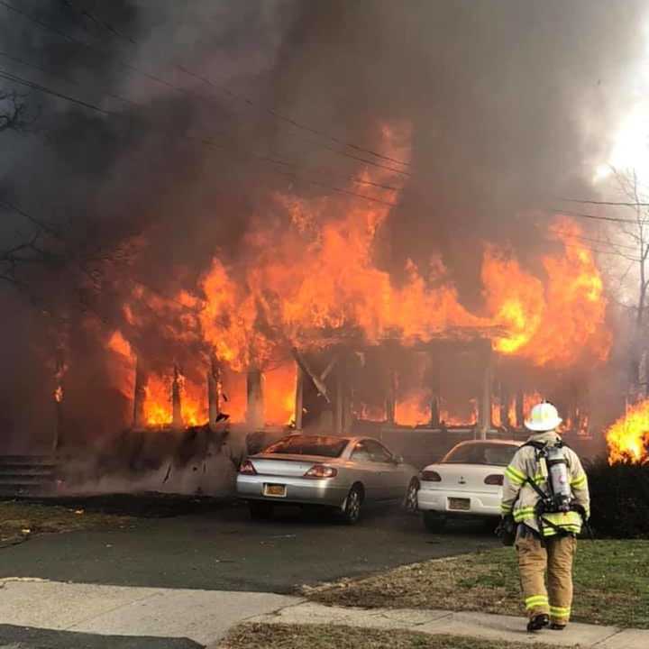 Multiple fire departments are battling a massive fire in Suffern.