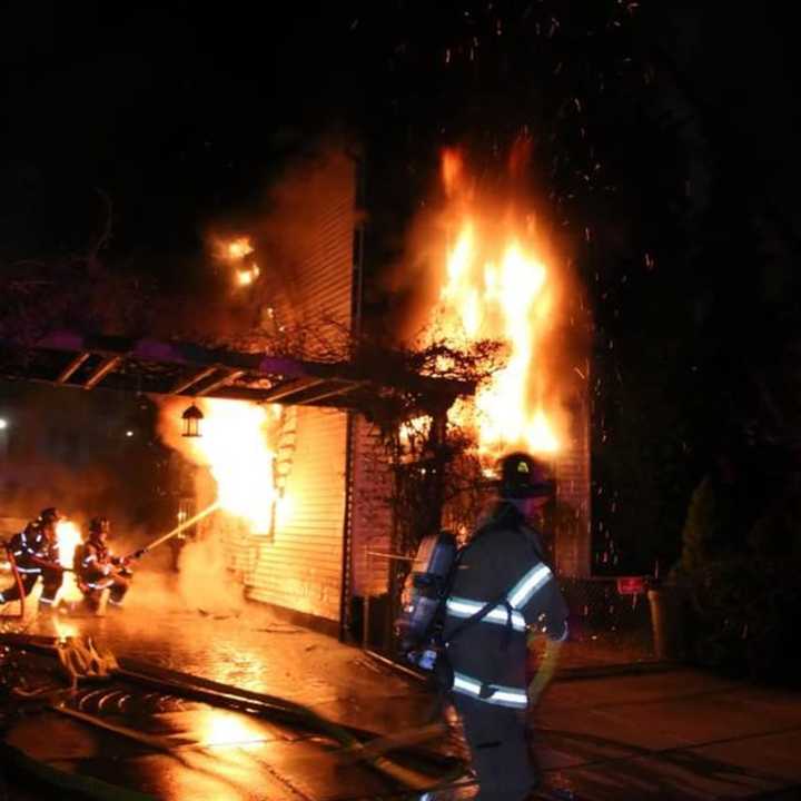 Flames engulfed the home.