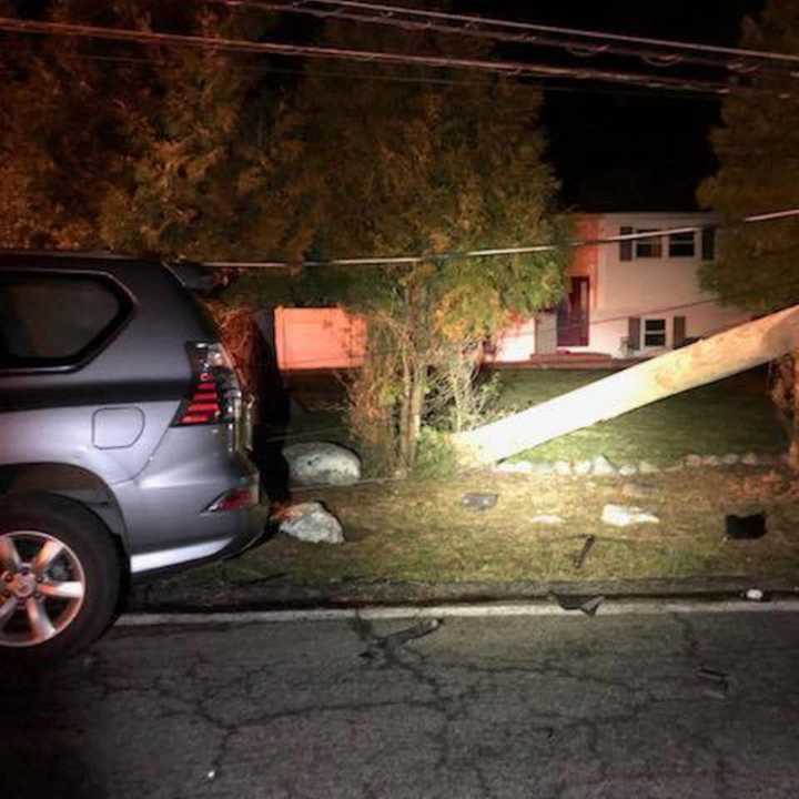 Drunk driver hit and damaged utility pole at Shuart Road and Eton Place intersection