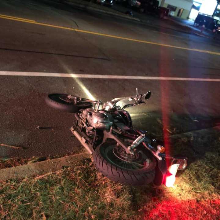 A motorcycle in the road.