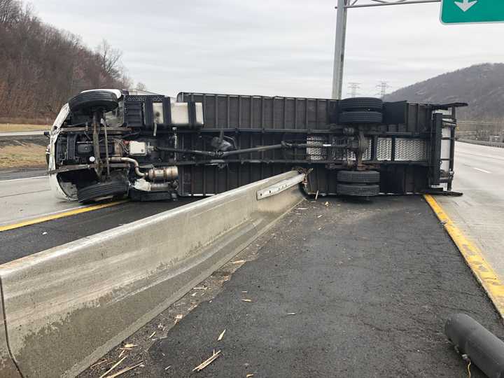 The rig ended up with its rear wheels facing north and cab facing south.