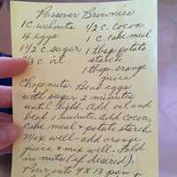 <p>The recipe for Passover Brownies from Nanny Blossom</p>