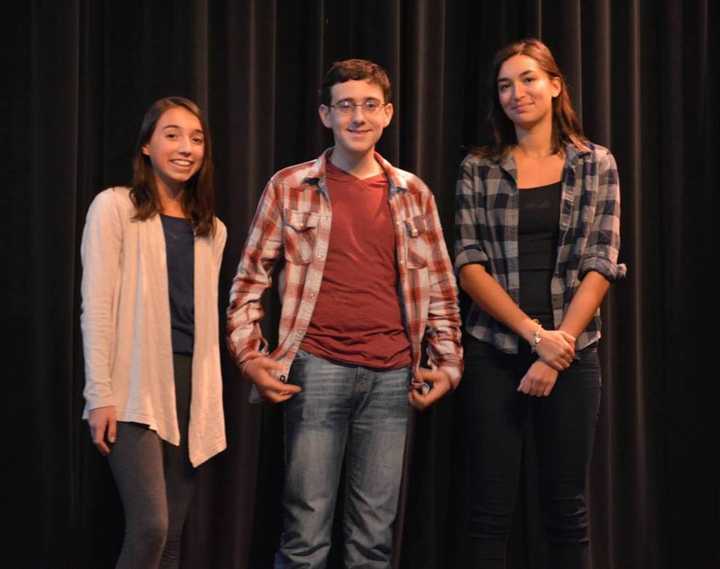 Ava Panetto, left, of Northern Valley Regional High School Demarest won the 2015 Poetry Out Loud Champion. Regan Mizrahi and Sara Reshamwala were the two runners up. 