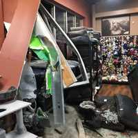 <p>The car inside the store.</p>