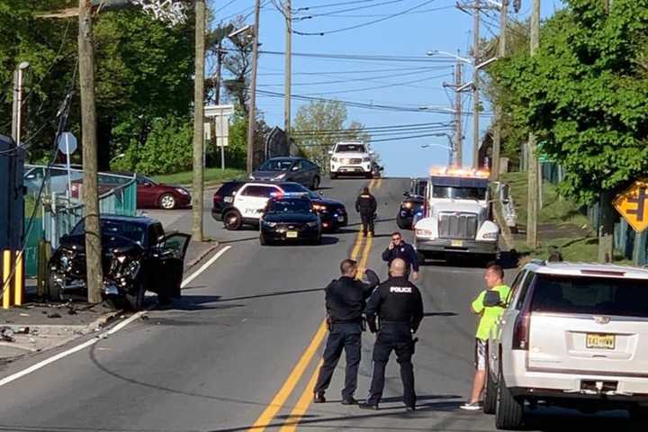 Pickup Slams Into Utility Pole Near Route 46 Entrance In Lodi