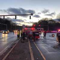 <p>Three were injured in Fairfield County following a crash at a busy Fairfield County intersection.</p>