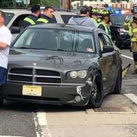 <p>An SUV was severely damaged in the chain-reaction crash on Broadway in Fair Lawn.</p>