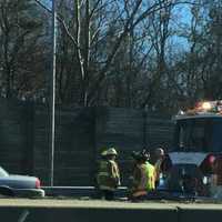 <p>The Noroton Fire Department and the State Police are among the first responders at a car vs. truck accident on I-95 in Darien.</p>