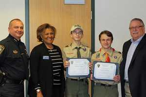 Norwalk Police Honor Boy Scouts For Cleanup Work At Marine Unit's Dock