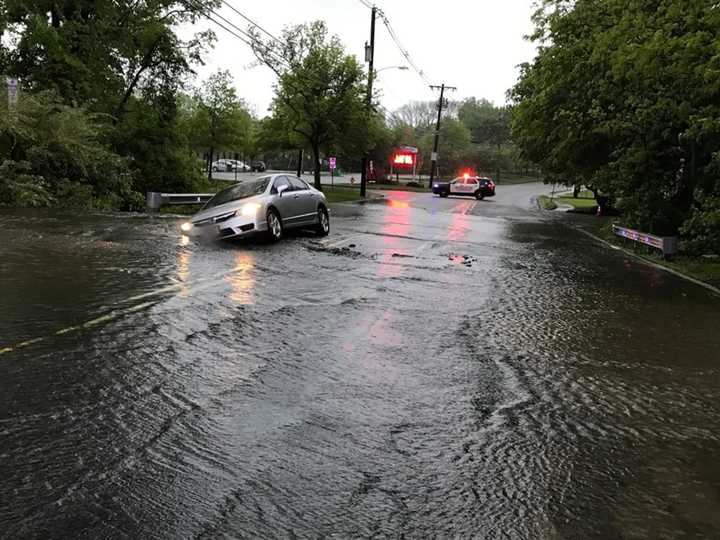 The break on Baldwin Road between Route 46 East and Troy Road caused a sinkhole, which was only reported after a vehicle crashed, police said.