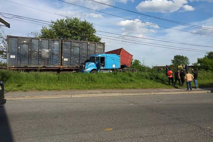 Freight Train, Truck Collide In Kearny