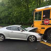 <p>One person was injured during a crash between a car and a school bus.</p>