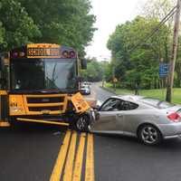 <p>One person was injured when a car crashed into an unoccupied school bus.</p>