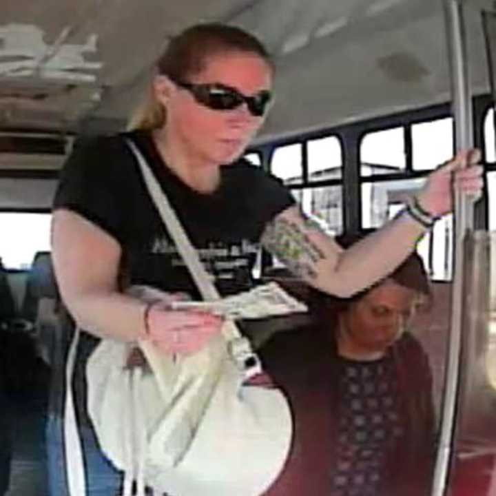 Surveillance footage shows the suspect on a Jitney-style bus.