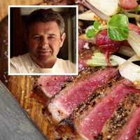 <p>French chef Laurent Toroundel, inset, and prime beef from his restaurant BLT Steak.</p>