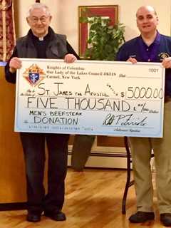 Carmel Knights Of Columbus Donates $5,000 For Church Renovation