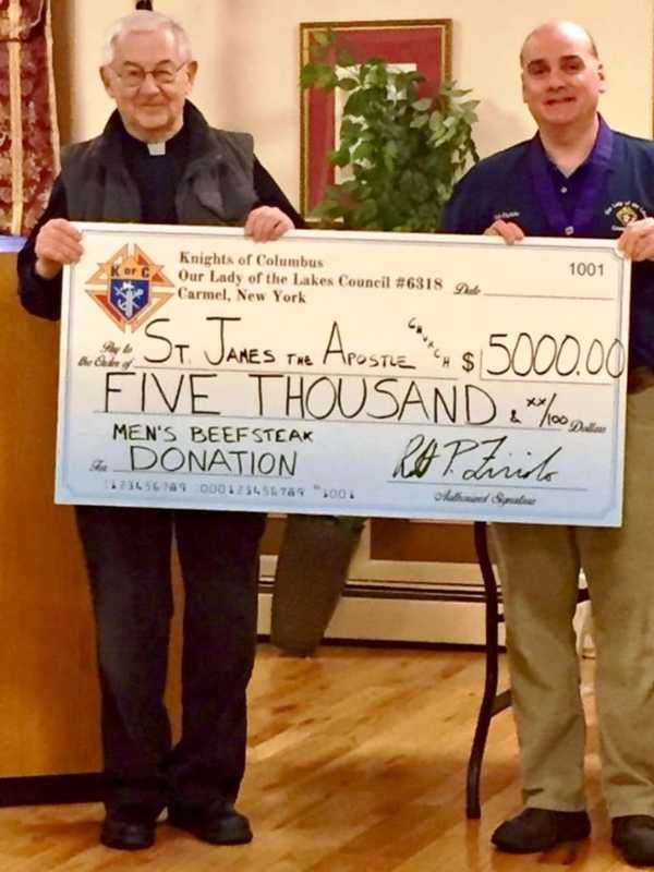 Carmel Knights Of Columbus Donates $5,000 For Church Renovation