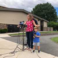 <p>Tatiana with her son Eric as she describes a coyote attack at a Fairfield park Thursday night. A nurse, Tatiana -- who declined to give her full name -- said Eric is her &quot;hero.&quot;</p>