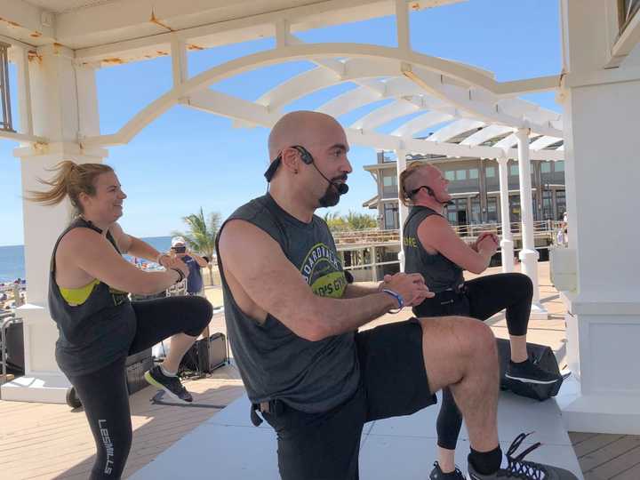 Gold&#x27;s Gym holds an outdoor Zumba Class in Long Branch (June 2019).