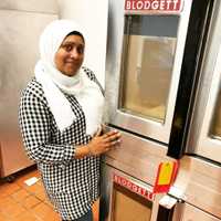 <p>Zai herself with her new Blodgett ovens.</p>