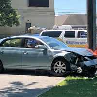 <p>The sedan hit the pedestrians outside Hackensack&#x27;s Foschini Park and slammed into a utility pole, responders said.</p>