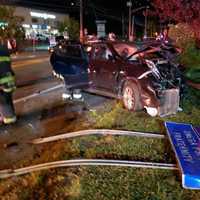 <p>Three were injured after crashing into a utility pole on Route 59 in Rockland County.</p>