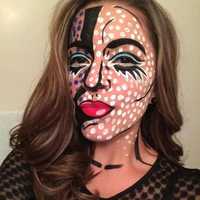 <p>Hoyos has fun on her own face.</p>