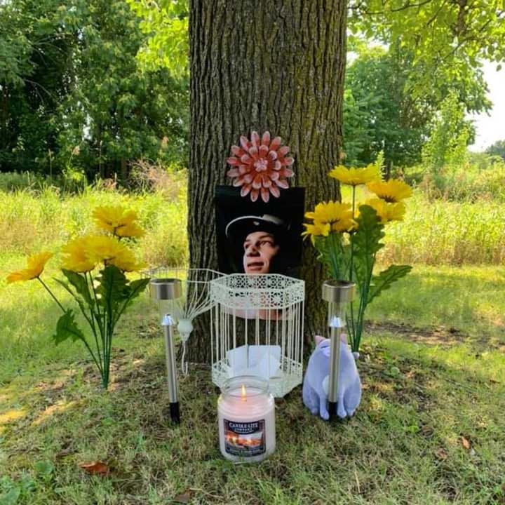 A memorial for Eric Velie who was found dead in the parking lot of a shopping plaza in Hyde Park.