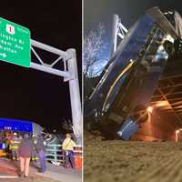 City 'Accordion' Bus Dangles From Cross Bronx Overpass