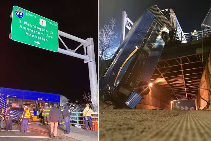 City 'Accordion' Bus Dangles From Cross Bronx Overpass