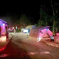 <p>A car coming off the Taconic Parkway crashed into a booth at FDR Park in Yorktown Heights.</p>