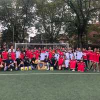 <p>Port Authority police officers based at Newark Airport bought new uniforms for the girls soccer team at East Side High.</p>