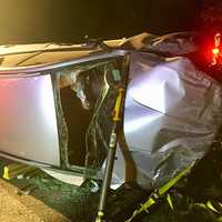 <p>A car coming off the Taconic Parkway crashed into a booth at FDR Park in Yorktown Heights.</p>