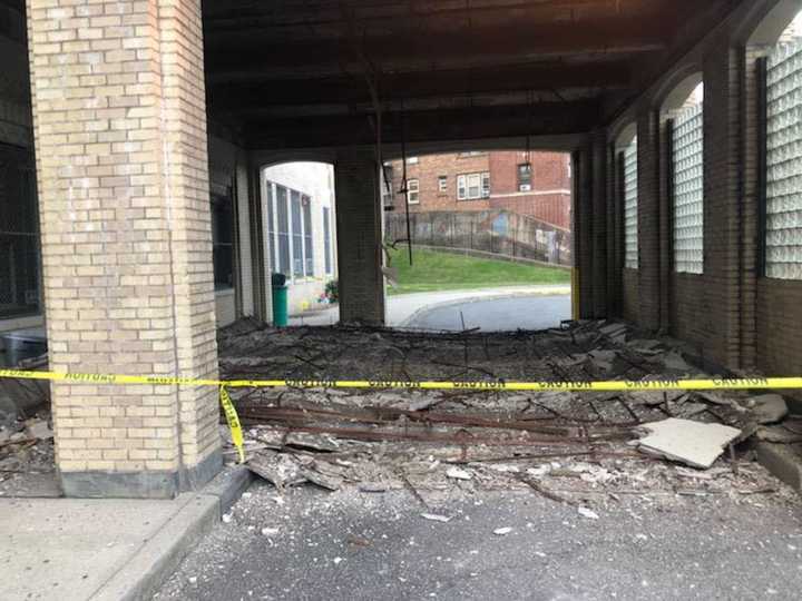 The A. Harry Moore School in Jersey City suffered a partial roof collapse. The school building will be closed pending the completion of repairs and an inspection, but officials are trying to find alternate locations for classes.