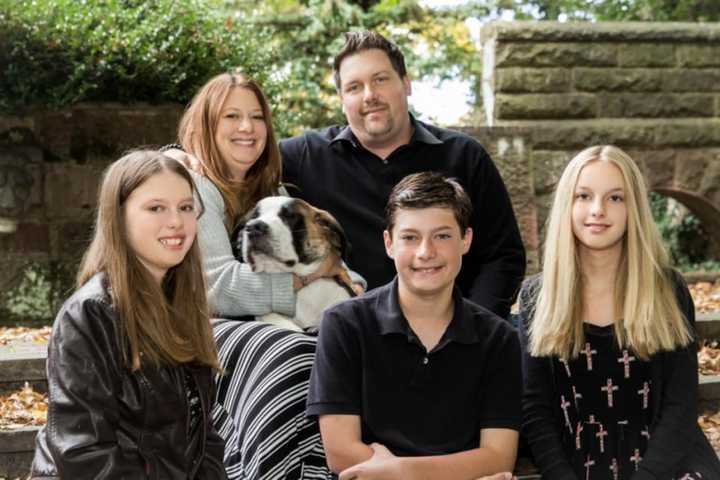 The Andresen Family, of Westwood. Linda and two of her children wear hearing aids.