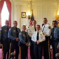 <p>The promoted Morris County sheriff officers.</p>