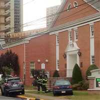 <p>The pole hung precariously over Central Avenue after Thursday afternoon&#x27;s crash outside Mt. Olive Baptist Church in Hackensack.</p>