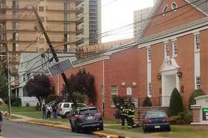 Utility Pole Toppled In Crash Outside Hackensack Church