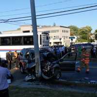 <p>A driver suffered serious injuries after crashing into a pole on Route 45 in Hillcrest.</p>