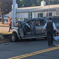 <p>A driver suffered serious injuries after crashing into a pole on Route 45 in Hillcrest.</p>