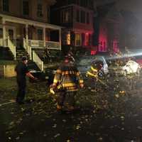 <p>A tree came down on West 4th Street in Bayonne during a storm early Friday</p>