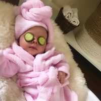 <p>Harper&#x27;s spa day. Being cute is hard work. (Jordana Ann)</p>