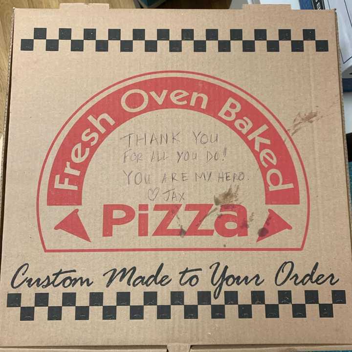 A Nutley boy dropped off a few pizzas at police HQ as a thank-you to law enforcement last week