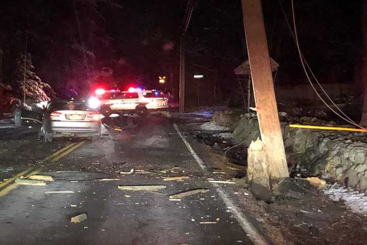 Crash Closes Road, Knocks Out Power In Rockland